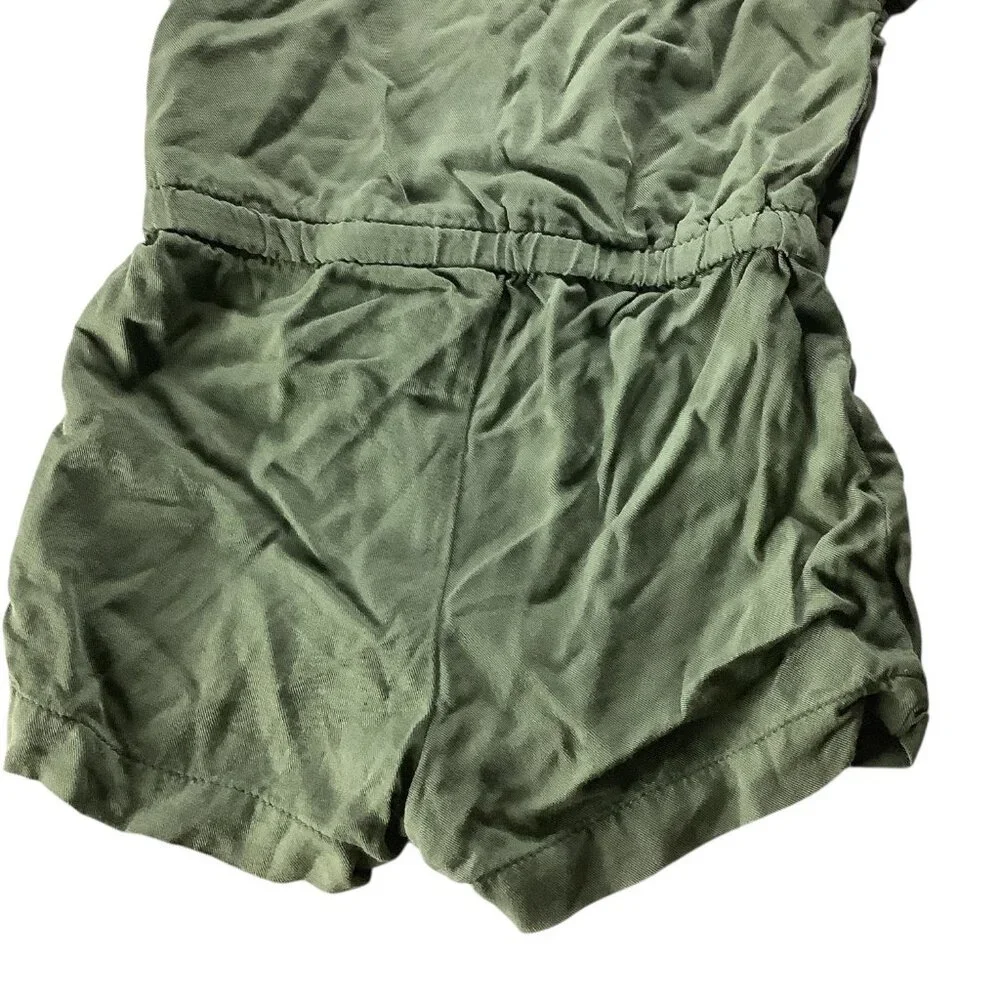 Old Navy Baby Girl Green Romper Jumpsuit‎ Button Elastic Waist Short Sleeve 3-6M